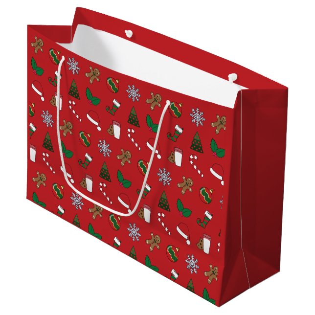 Elegant & Cute Holiday Symbols Large Gift Bag (Front Angled)