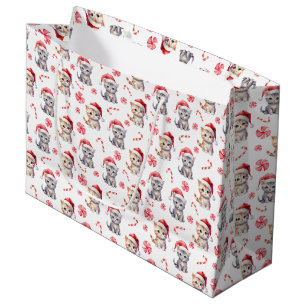 Elegant Cute Kitty Sweet Candy Christmas Large Gift Bag