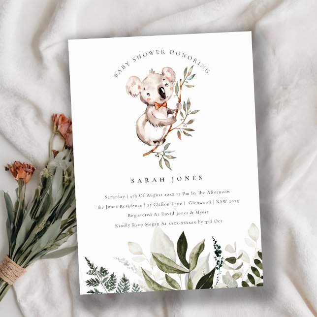 Elégant Cute Koala Baby shower Invitation (Créateur téléchargé)