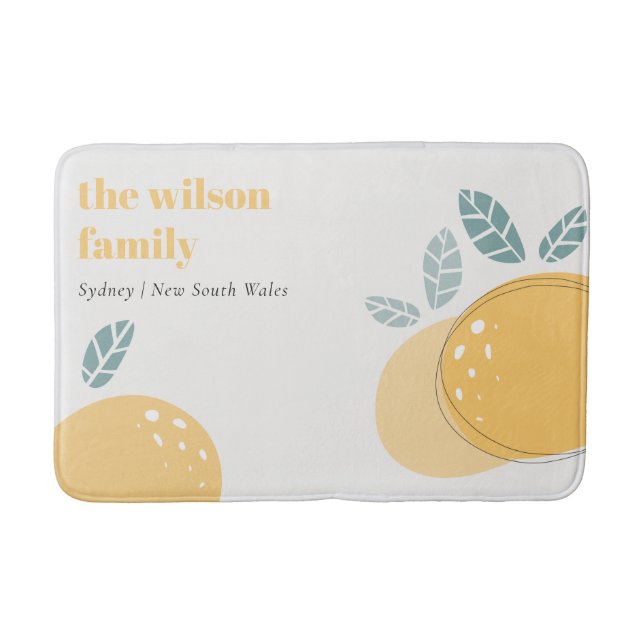 Elegant Cute Lemon Abstract Bold Fruity Citrus Bath Mat (Front)