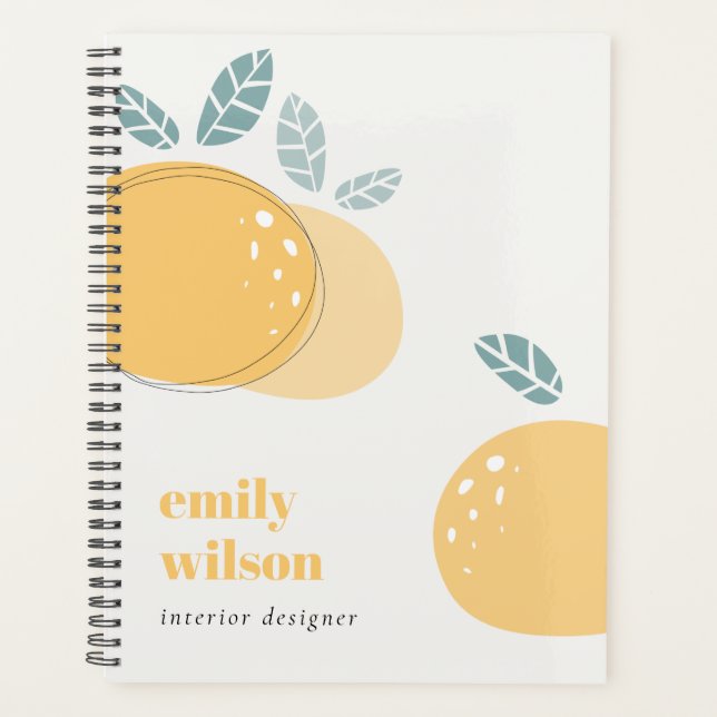 Elegant Cute Lemon Abstract Bold Fruity Citrus Planner (Front)