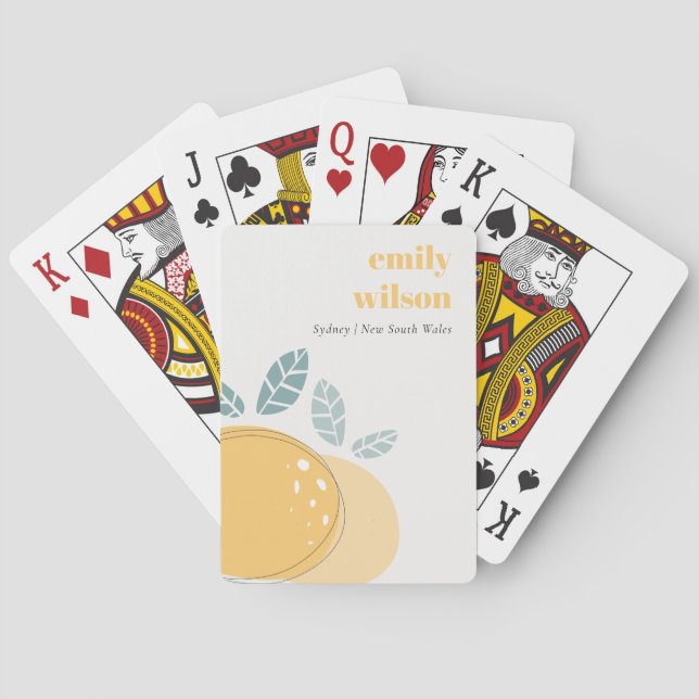Elegant Cute Lemon Abstract Bold Fruity Citrus Playing Cards (Back)