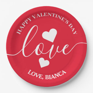 Elegant Cute Love Valentine's day Couple Paper Plate