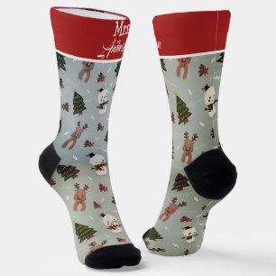 Elegant Cute Merry Christmas Mr and Mrs Couple Socks