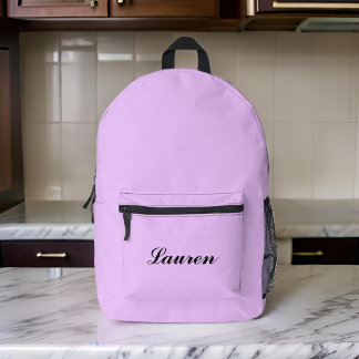 Elegant Cute Minimalist Black Script | Lavender Printed Backpack