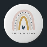 ELEGANT CUTE MUTED BLUSH OCHRE NAVY HEART RAINBOW 4 INCH ROUND BUTTON<br><div class="desc">If you need any further customisation please feel free to message me on yellowfebstudio@gmail.com.</div>