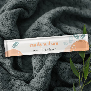 Elegant Cute Orange Abstract Bold Fruity Citrus Nameplate
