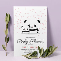 Élégant Cute Panda Ours fille Invitation Baby show