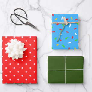 Elegant Cute pattern green red blue dots Christmas Wrapping Paper Sheet