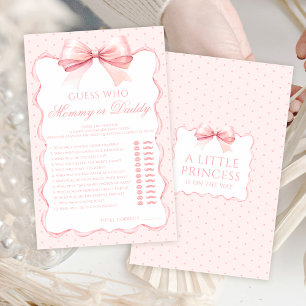 Elegant cute pink bow baby girl shower games