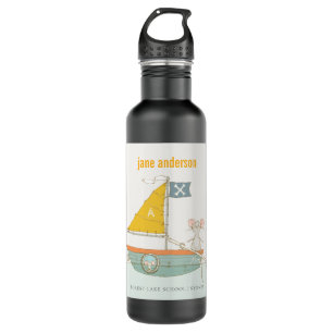 Elegant Cute Pirate Mouse Sailboat Kids Monogram  710 Ml Water Bottle