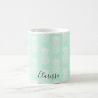 Elegant cute pretty mint green pineapple pattern