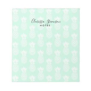Elegant cute pretty mint green pineapple pattern notepad