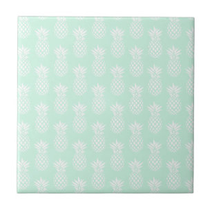 Elegant cute pretty mint green pineapple pattern tile