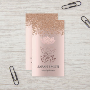 Elegant Cute Rose Gold Diamonds Lotus Business  Business Card