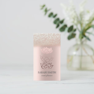Elegant Cute Rose Gold Diamonds Lotus Business  Business Card