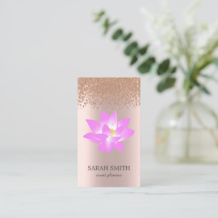 Elegant Cute Rose Gold Diamonds Lotus Business  Card