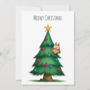 Elegant Cute Rustic Non Photo Meowy Christmas  Holiday Card