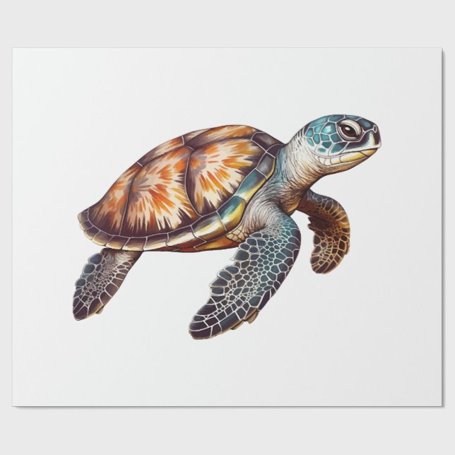 Elegant Cute Sea Turtle Wrapping Paper (Flat)