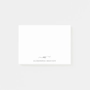 Elegant Cute Stylish Girly Script Monogram Office Post-it Notes