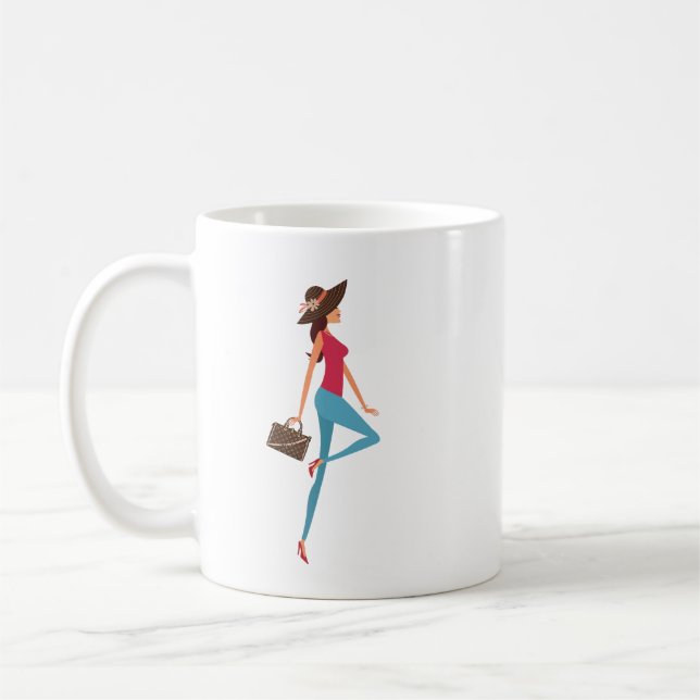 Elegant,Cute,Stylish,Sassy Girl,Pink Personalized Coffee Mug (Left)