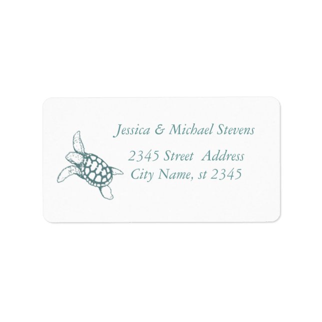 Elegant cute stylish sea turtle label (Front)