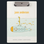 Elegant Cute Underwater Submarine Fish Monogram Clipboard<br><div class="desc">For any further customisation or any other matching items,  please feel free to contact me at yellowfebstudio@gmail.com</div>