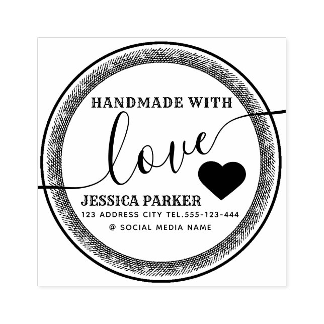 Elegant cute vintage heart handmade rubber stamp (Imprint)