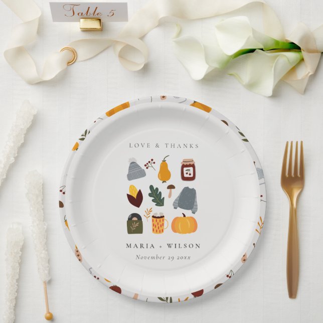 Elegant Cute Warm Cozy Autumn Essential Wedding Paper Plate (Wedding)