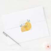 Elegant Cute Yellow Lemon Fruity Citrus Logo Square Sticker (Envelope)