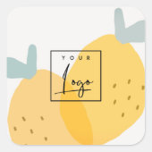 Elegant Cute Yellow Lemon Fruity Citrus Logo Square Sticker (Front)