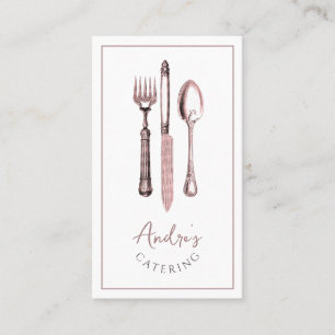 Elegant Cutlery Logo Catering Business Card