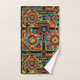 Élégant Cyan "Aztec Dream" Serviette à main peluch