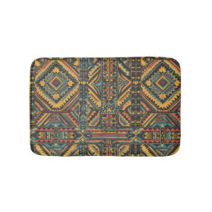 Elegant Cyan "Centuries-Old Geometric Elegance" Pl Bath Mat