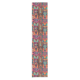 Elegant Cyan "Legacy of the Sun Empire" Dining Tab Short Table Runner