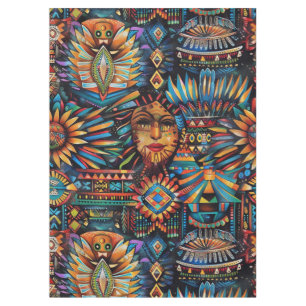 Elegant Cyan "Pre-Columbian Tapestry" Tablecloth 6