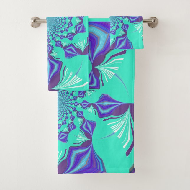 Elegant cyan Precious blue Bath Towel Set (Insitu)