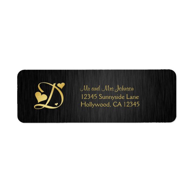 Elegant "D" Monogram Return Address Label (Front)