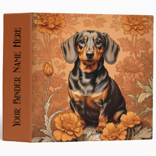 Elegant Dachshund And Marigolds   Binder