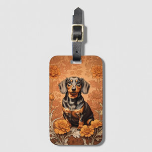 Elegant Dachshund And Marigolds   Luggage Tag