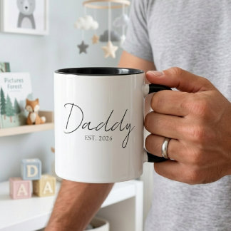 Elegant Dad EST Year Minimal Family Script Design Mug
