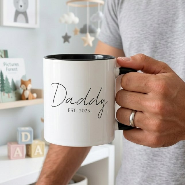 Elegant Dad EST Year Minimal Family Script Design Mug (Creator Uploaded)