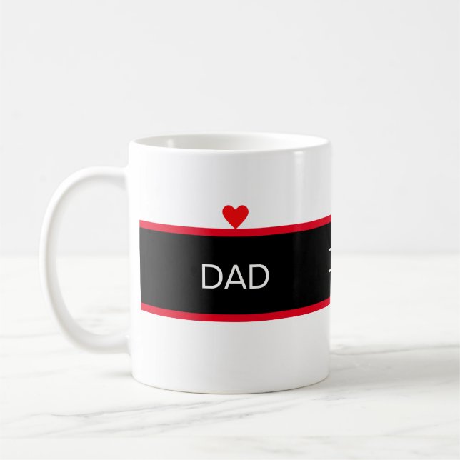 Elegant Dad with Heart on Black & White Coffee Mug (Left)