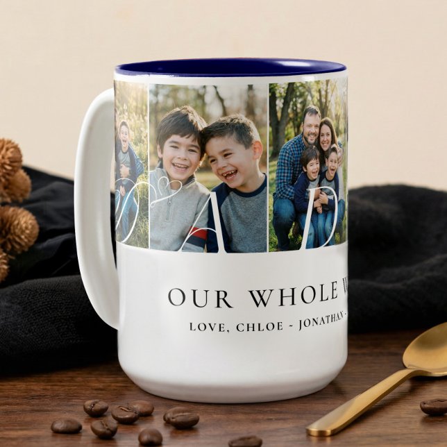 Elegant Daddy Photo Collage Fathers Day keepsake Two-Tone Coffee Mug (Elegant Daddy Photo Collage Fathers Day keepsake Two-Tone Coffee Mug)