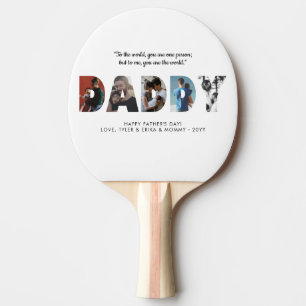 Elegant DADDY Photo Collage Happy Father's Day Ping Pong Paddle