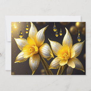 Elegant daffodils with gold accents, Easter Holiday Card