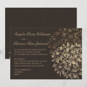 Elégant Dahlia Brown Floral Faire-part de mariage