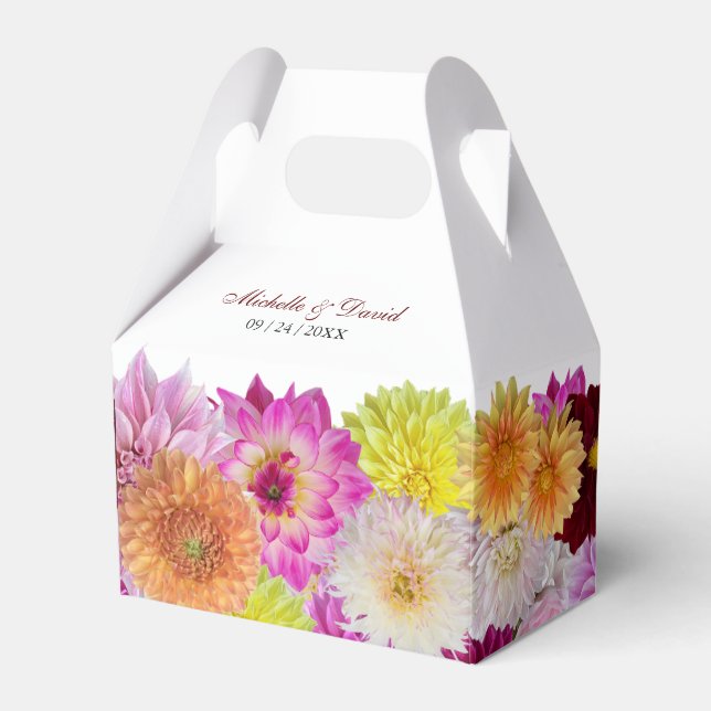 Elegant Dahlia Florals Wedding Favor Box (Front Side)