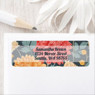 Elegant Dahlia Flowers Return Address Label