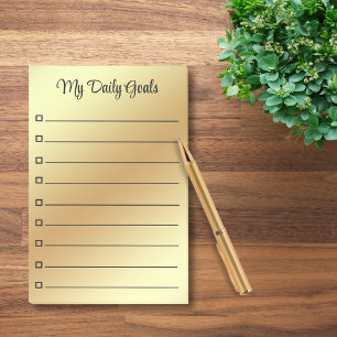 elegant daily goals gold lined personalized post-it notes